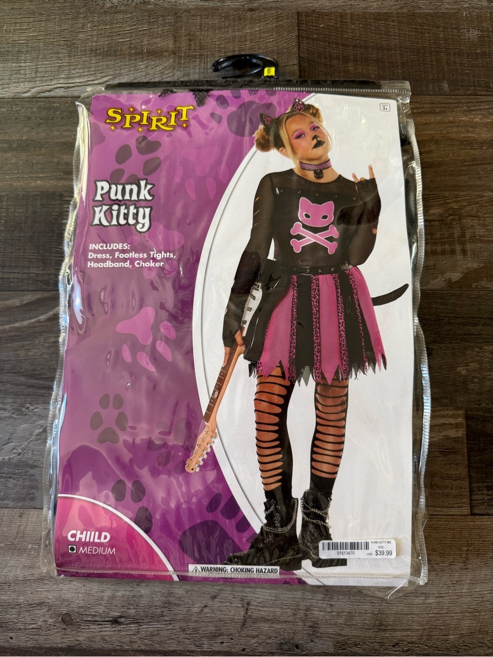 Spirit Punk Kitty Costume - Black, Pink Child Sz Medium